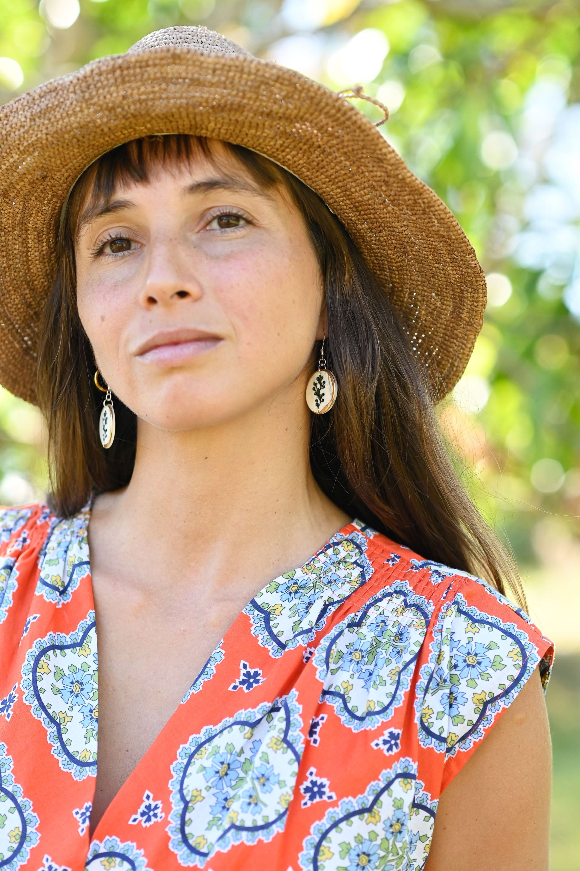 Botanical Porcelain Earrings Green Floral