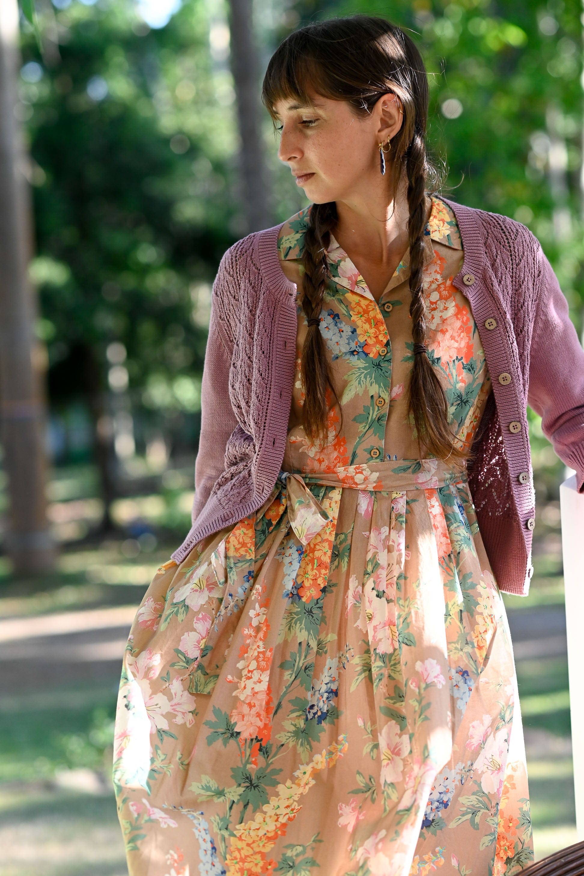 Ava Cotton Cardigan Dusty Orchid