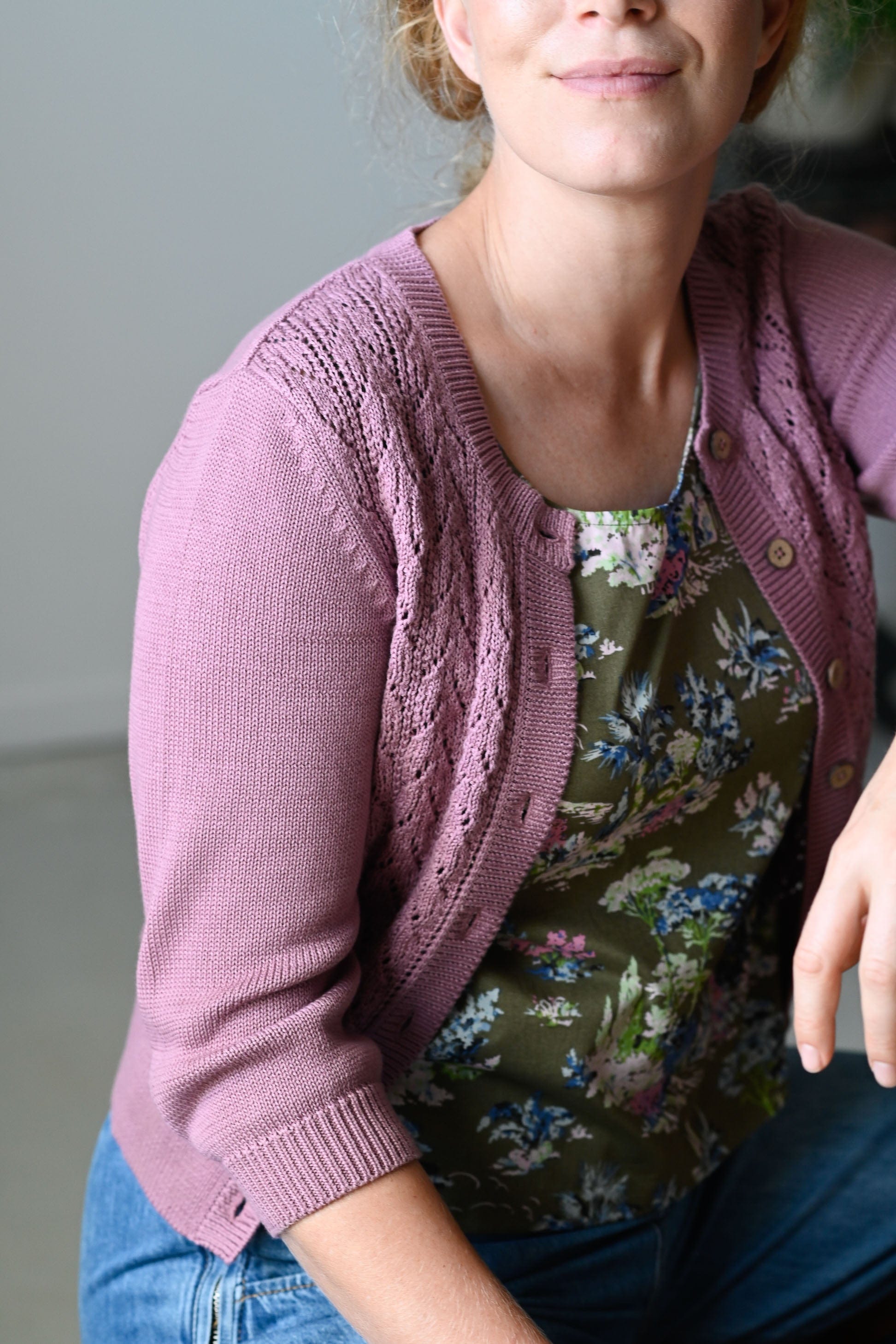 Ava Cotton Cardigan Dusty Orchid