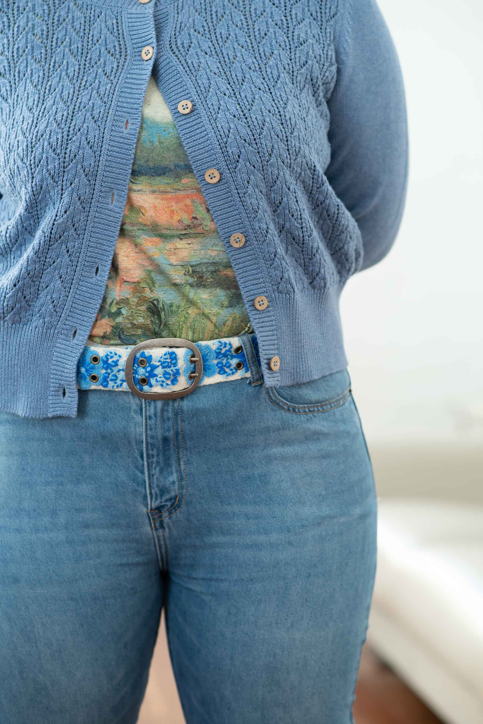 Forget Me Not Floral Embroidered Belt