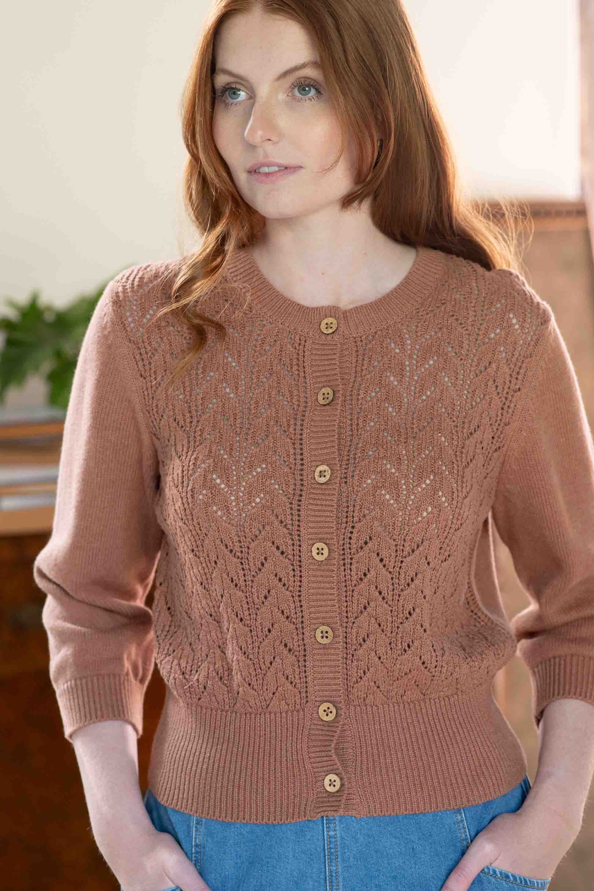 Ava cardigan Cinnamon *organic cotton