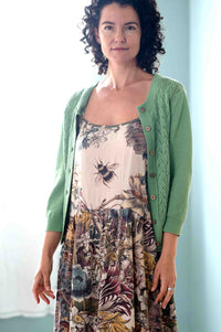 Ava Mineral Green floral slip dress with green cardigan