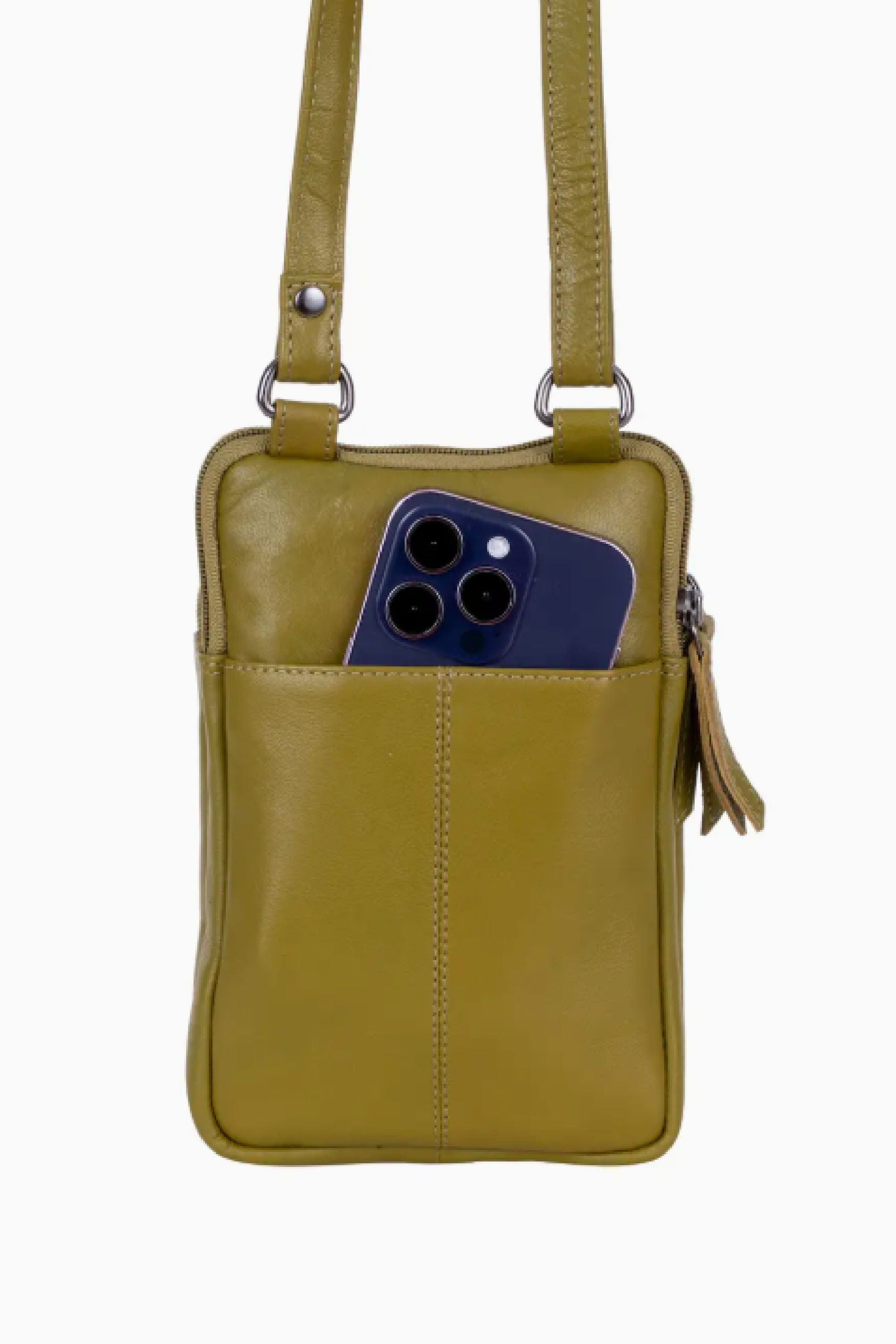 Piper Crossbody Leather Bag Olive