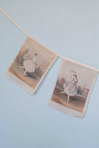 Ballerina garland with vintage watercolor illustrations