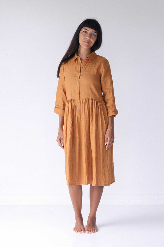 Becky linen dress Caramel