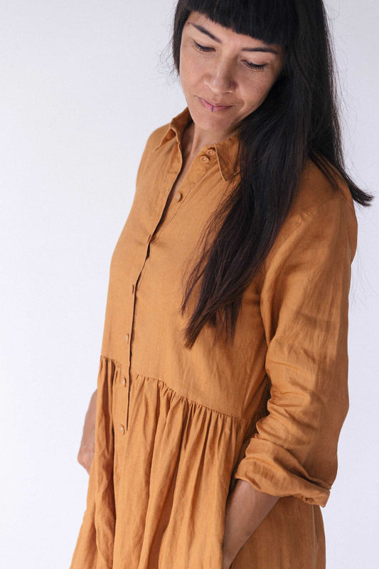 Becky linen dress Caramel