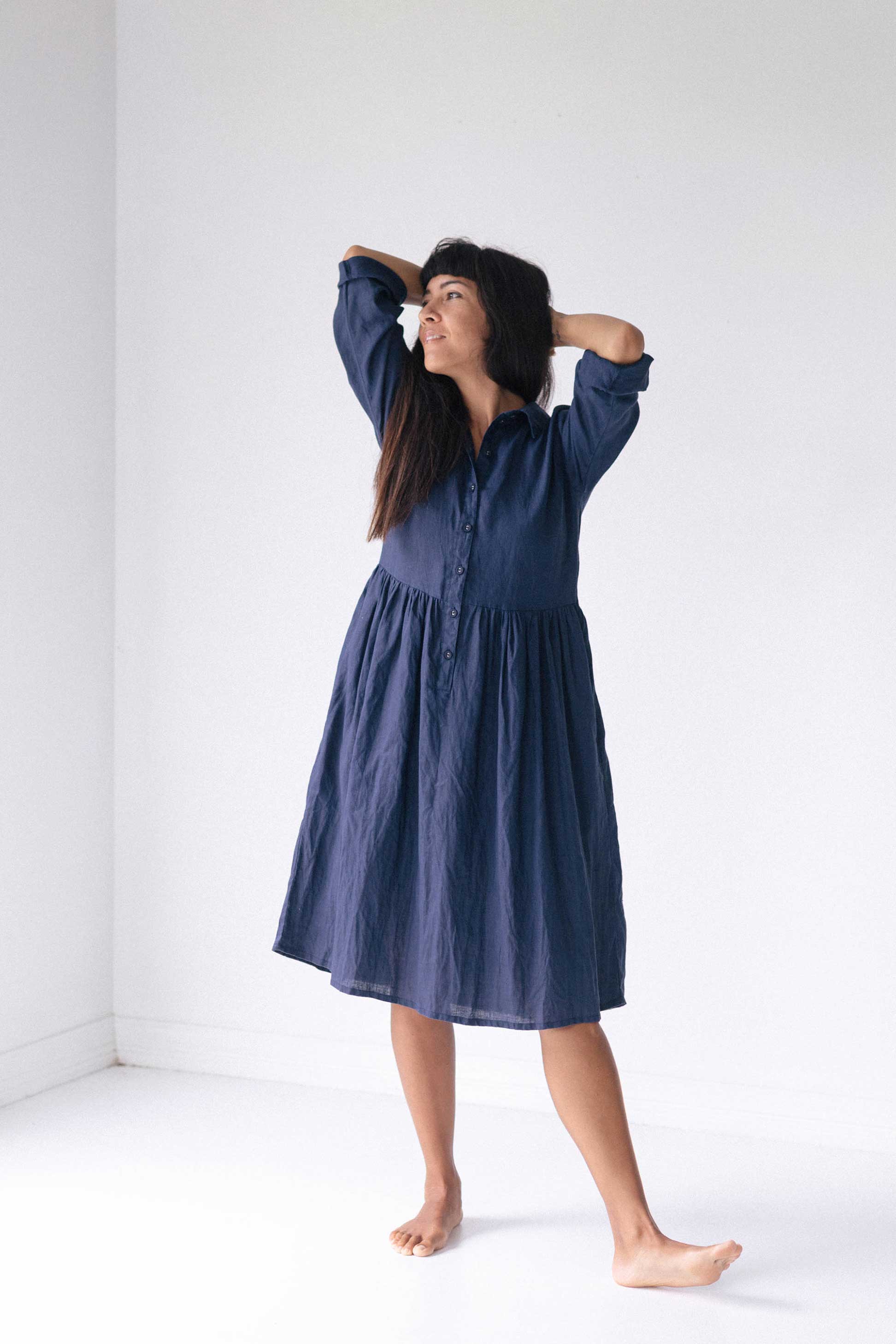 Becky linen dress Prussian Blue