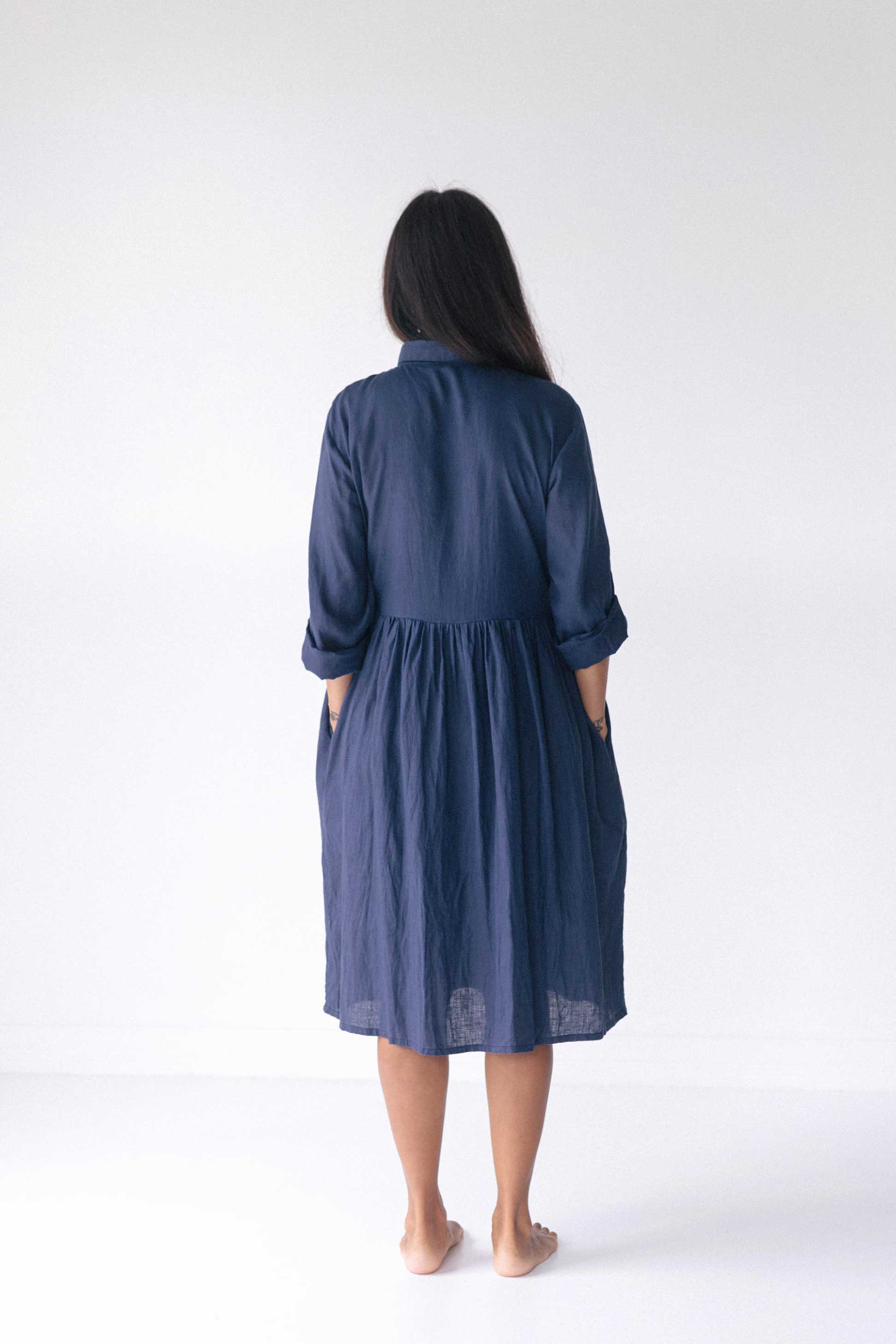 Becky linen dress Prussian Blue