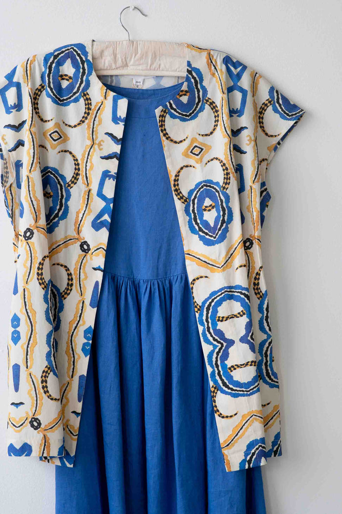 Bianca Blumen Jane Lapis dress with patterned jacket