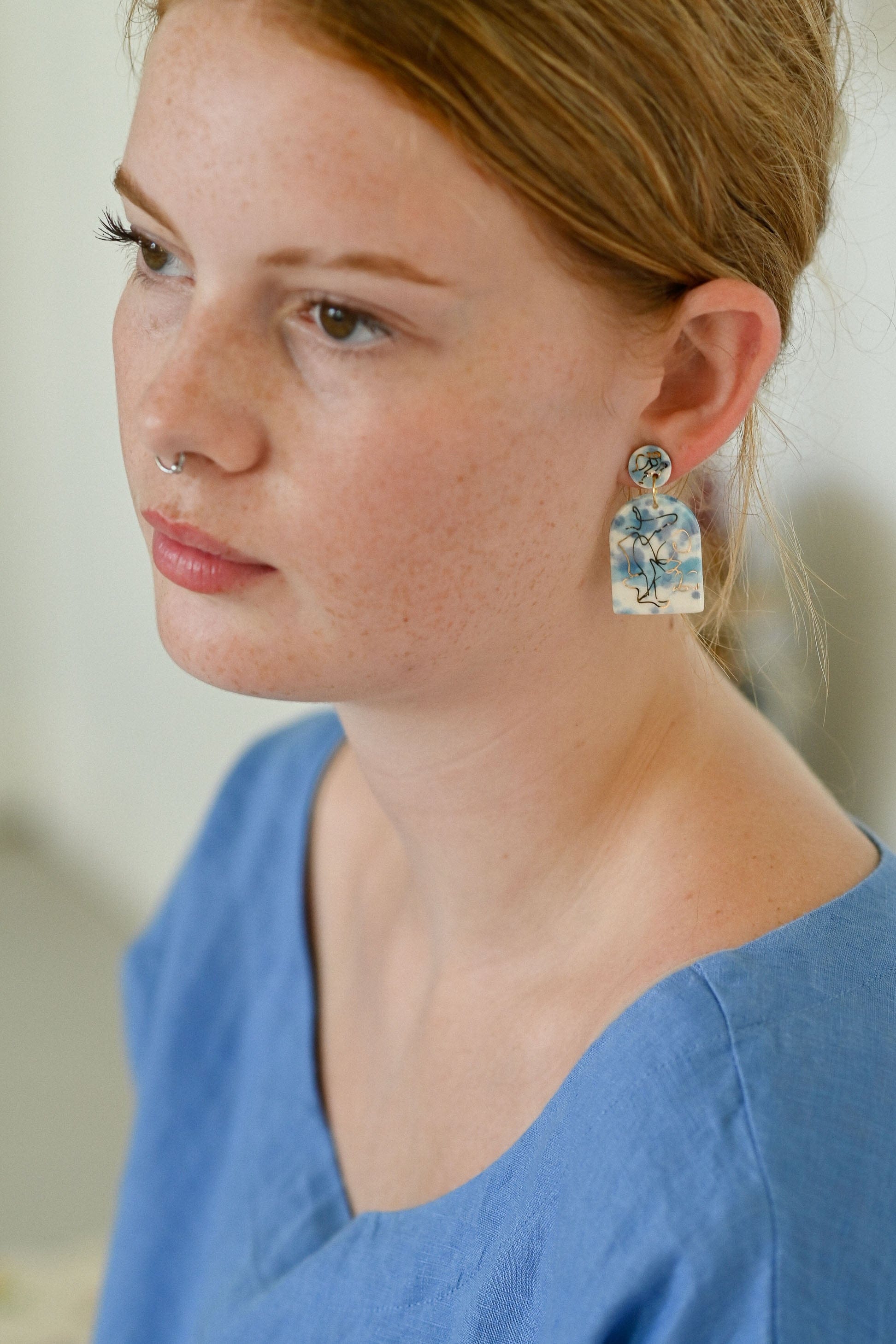 Boho Splash Earrings Blue