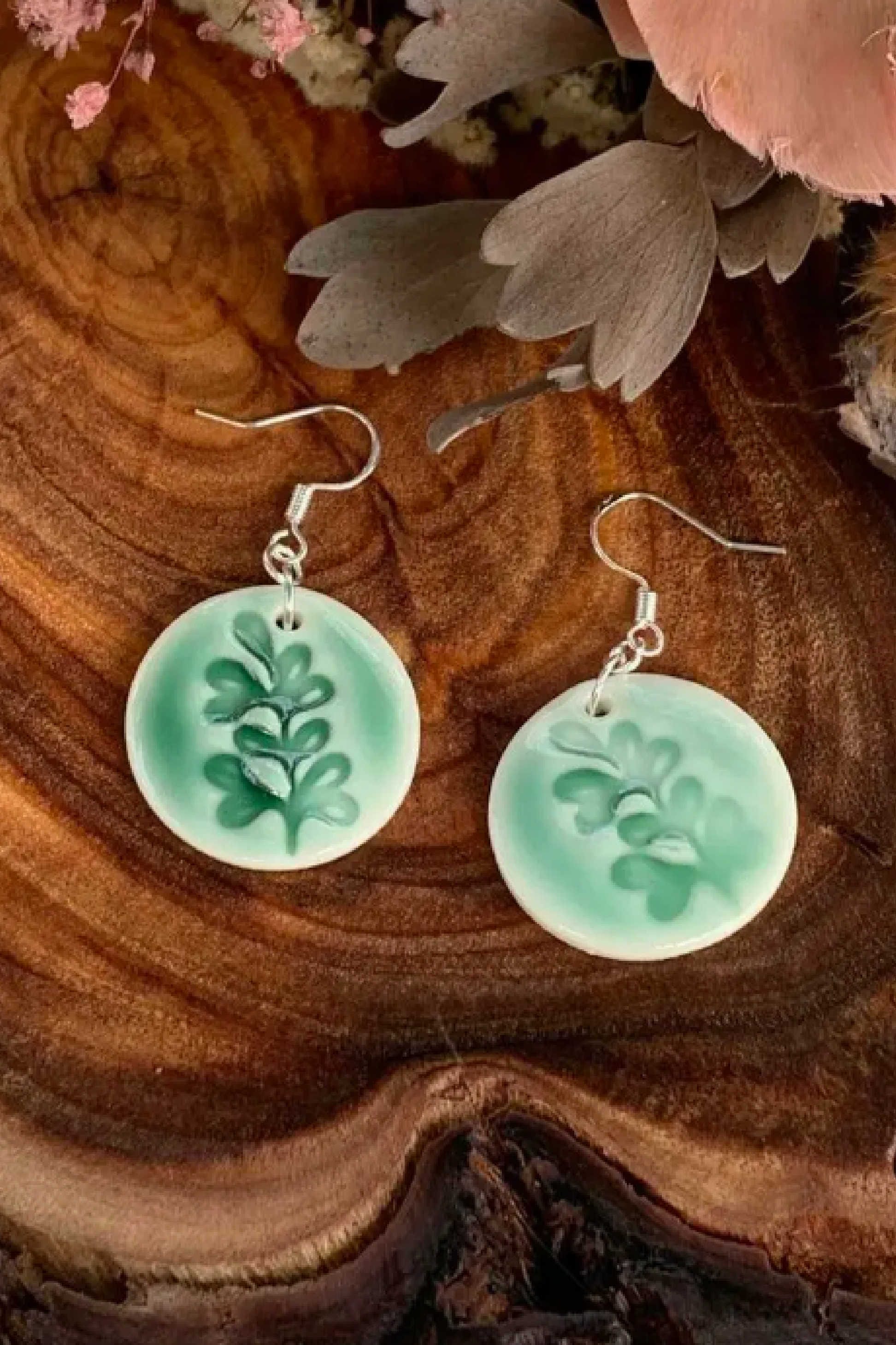 Bride Porcelain Earrings Green