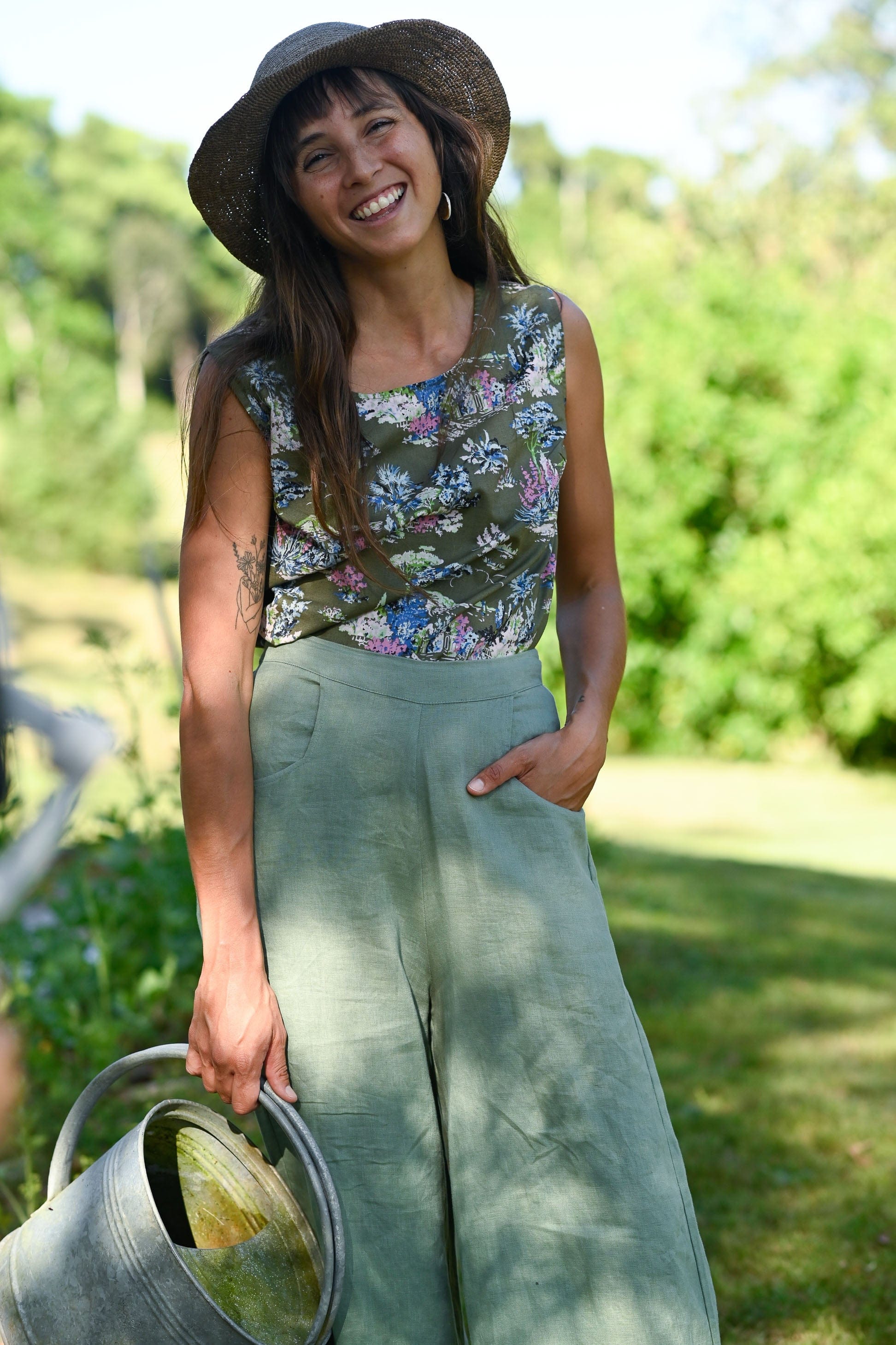Ollie Linen Wide Leg Pant Mineral Green (Summer)
