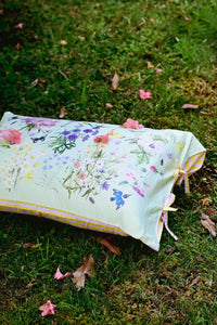 Busy Garden Pillowcase with floral print on grass