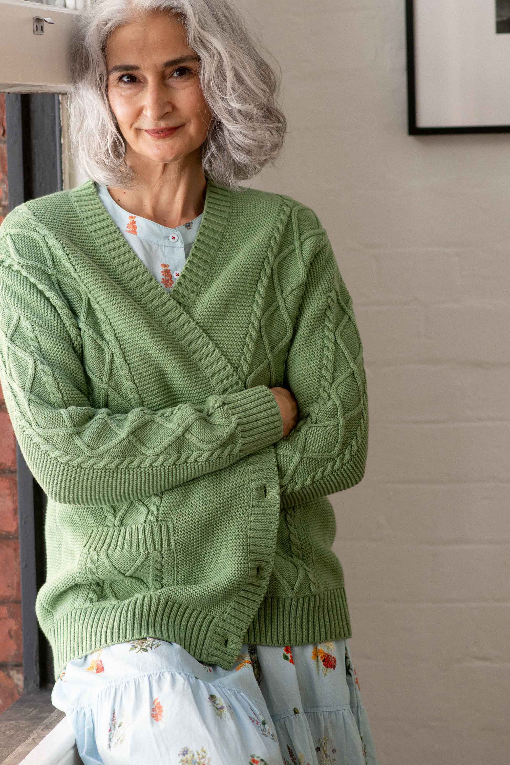 Charli Cardigan Cottage Green *organic cotton