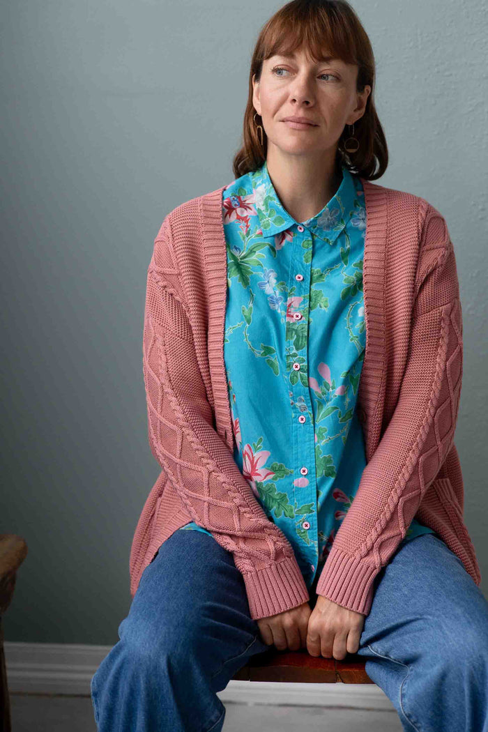 Charli Dusty Pink cardigan, Lauren Bluesette shirt & Nico Jeans