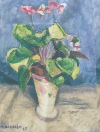 Cyclamen painting in a vase