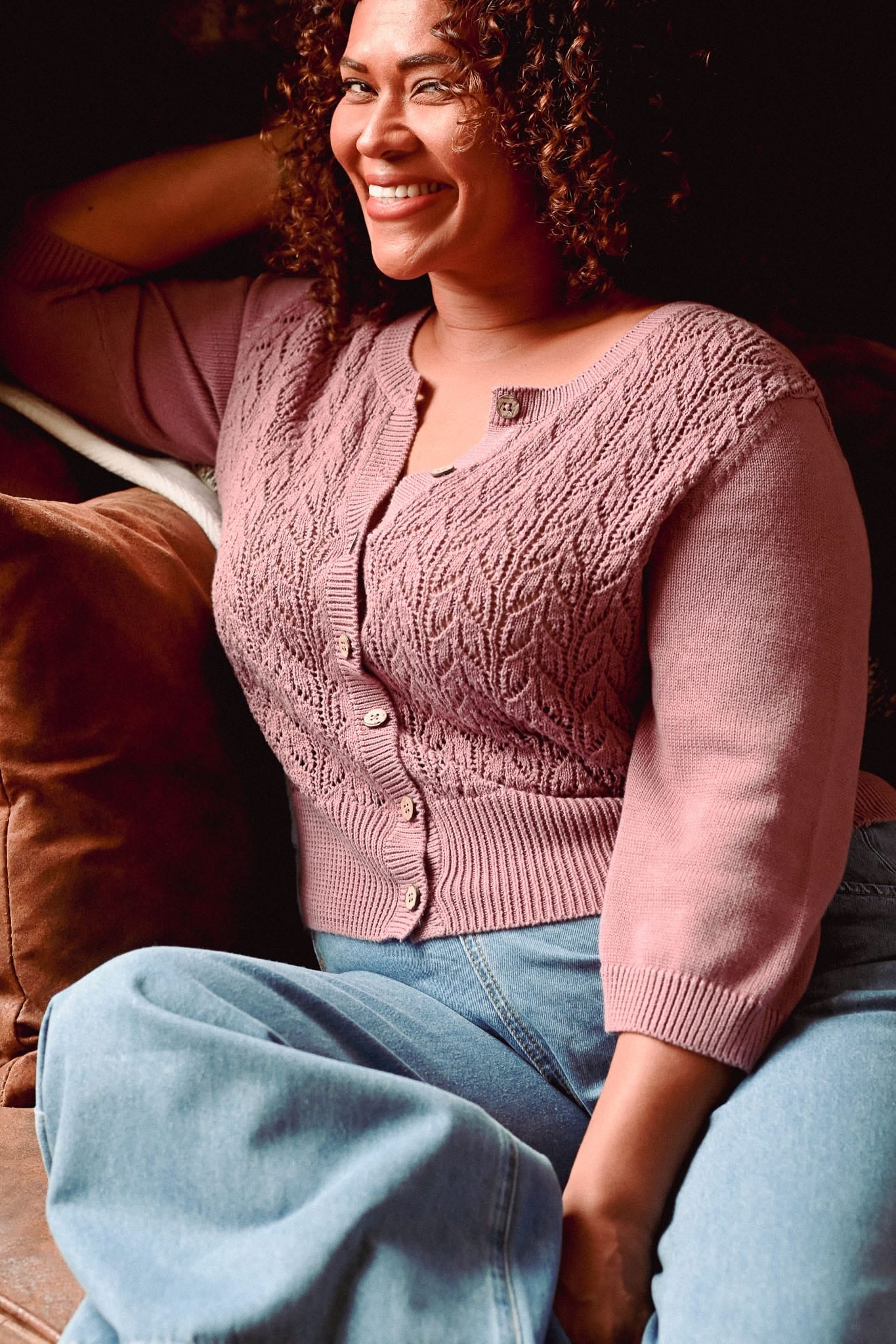 Ava Cotton Cardigan Dusty Orchid