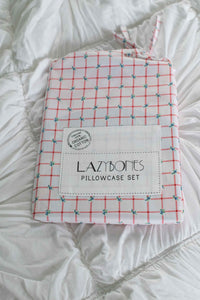 Lazybones pillowcase set on white bedding - DSC4952