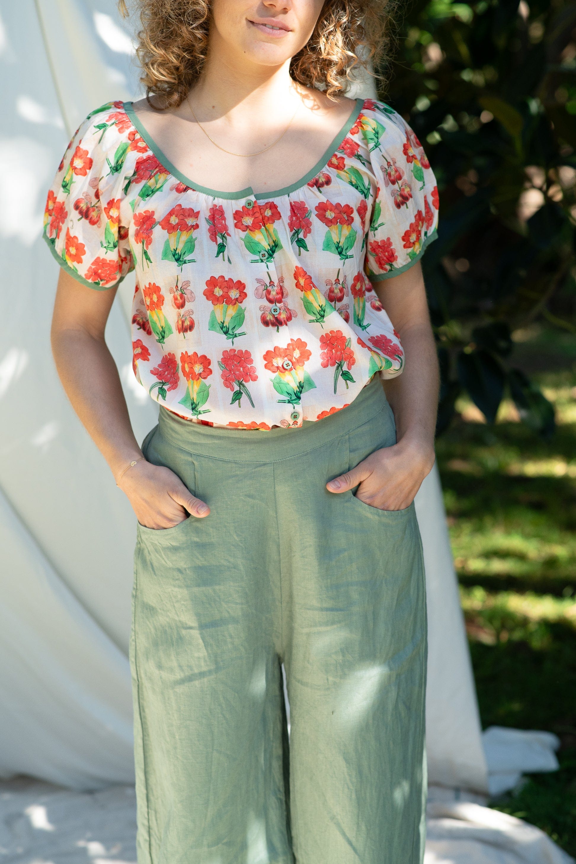 Ollie Linen Wide Leg Pant Mineral Green