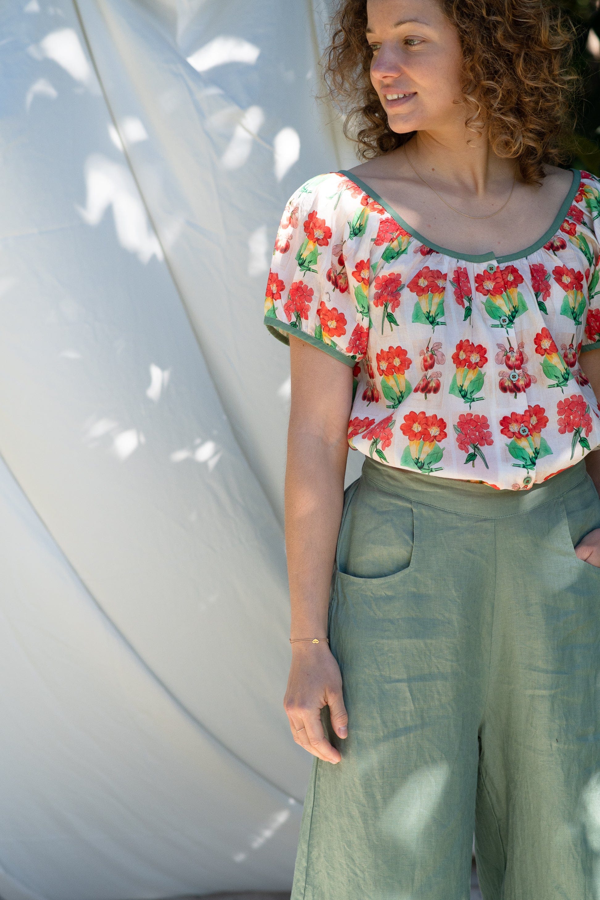 Ollie Linen Wide Leg Pant Mineral Green