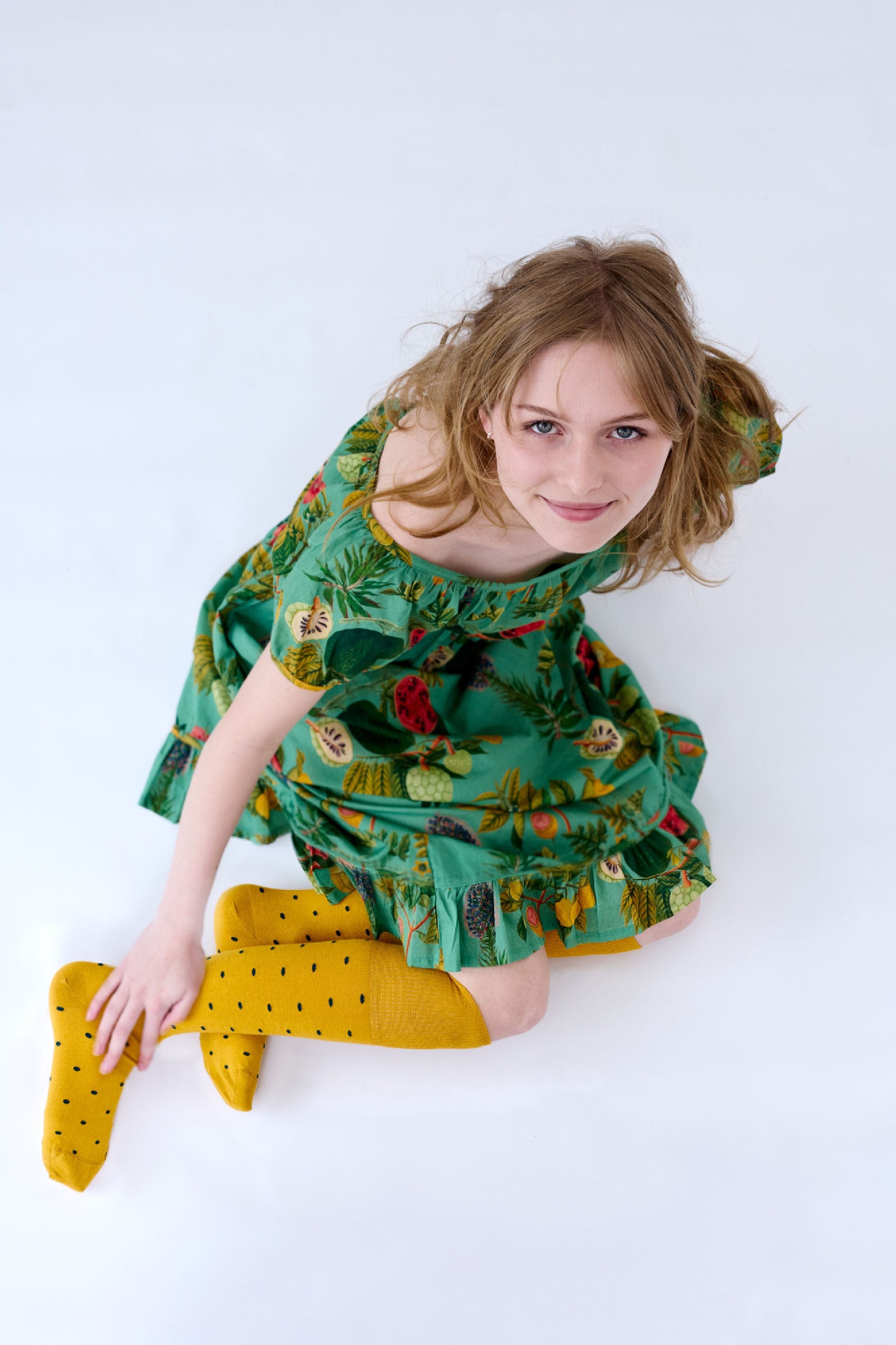 Dotty Cotton Socks Ochre