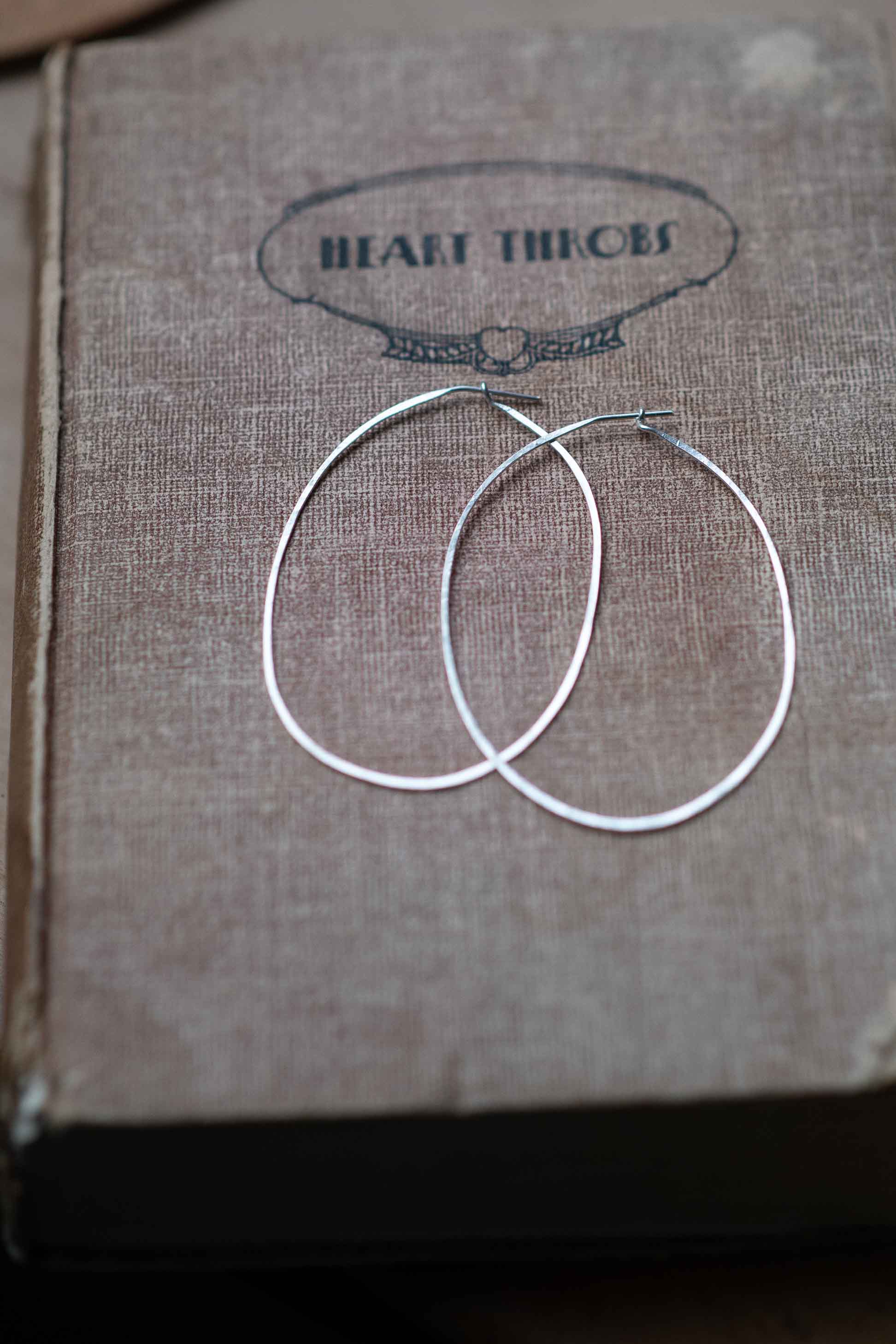 Oval Hoop Earrings Silver