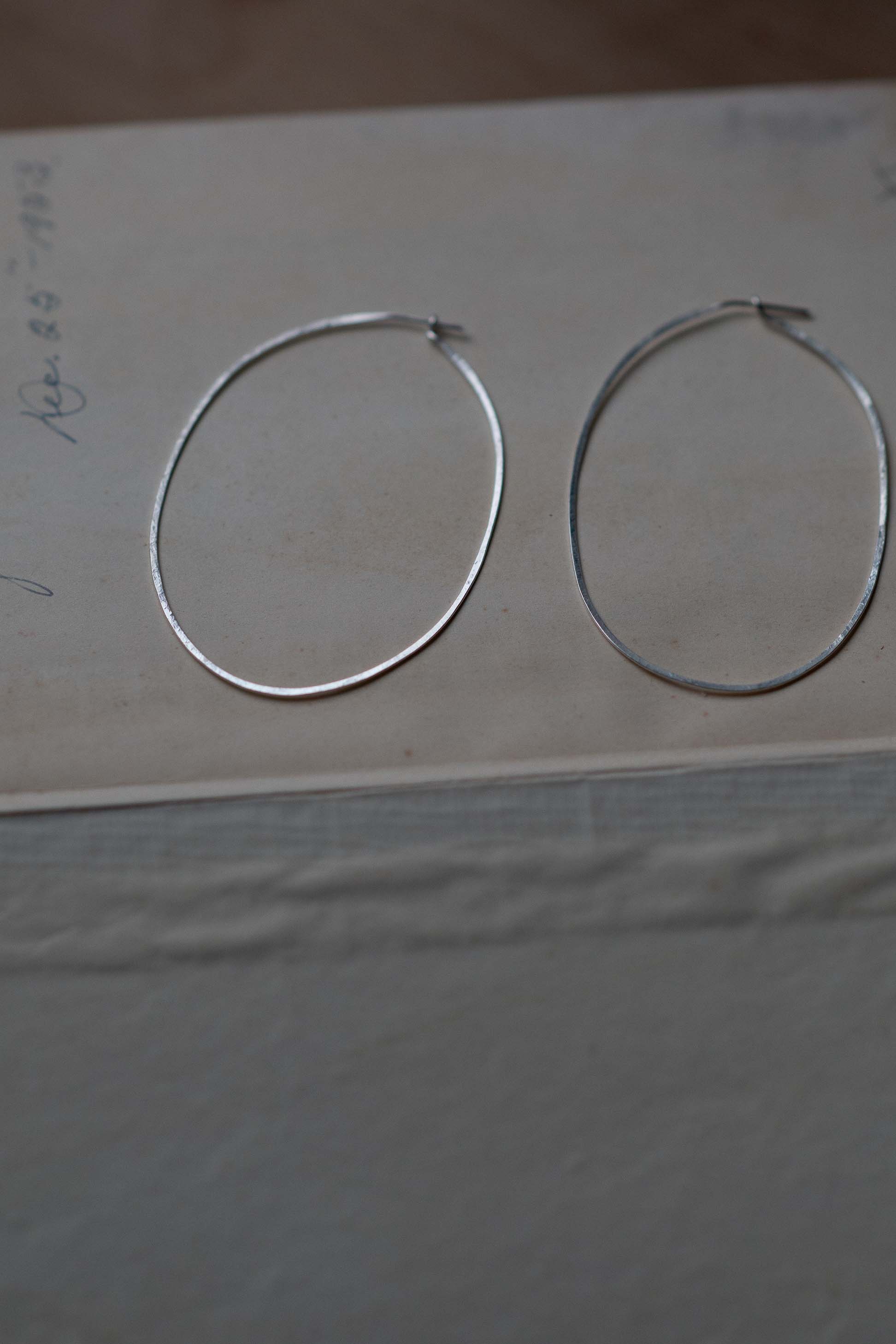 Oval Hoop Earrings Silver