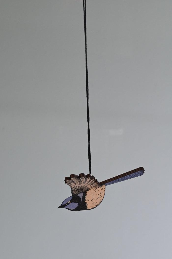 Fairy Wren ornament in flight