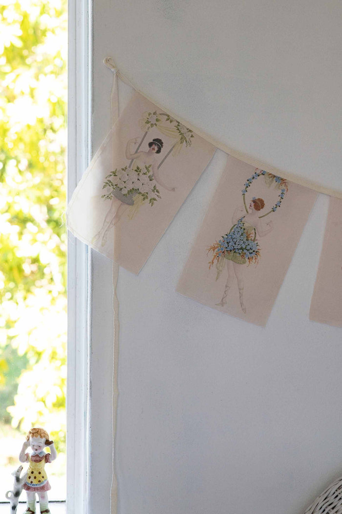 Flower girl garland with floral illustrations