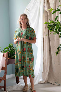 Georgia Tropics floral dress in natural light