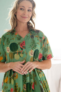 Georgia Tropics print dress on woman