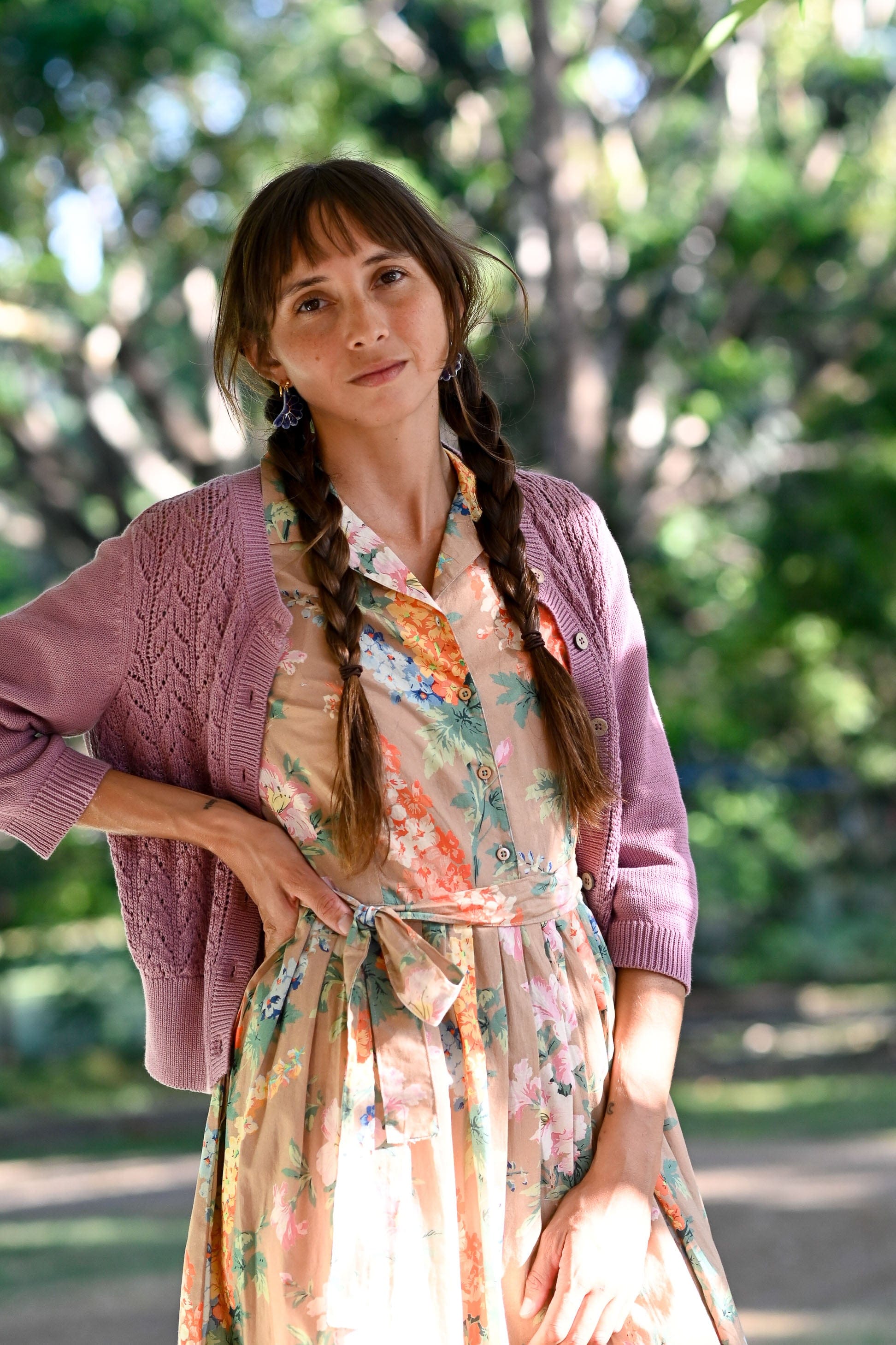 Ava Cotton Cardigan Dusty Orchid