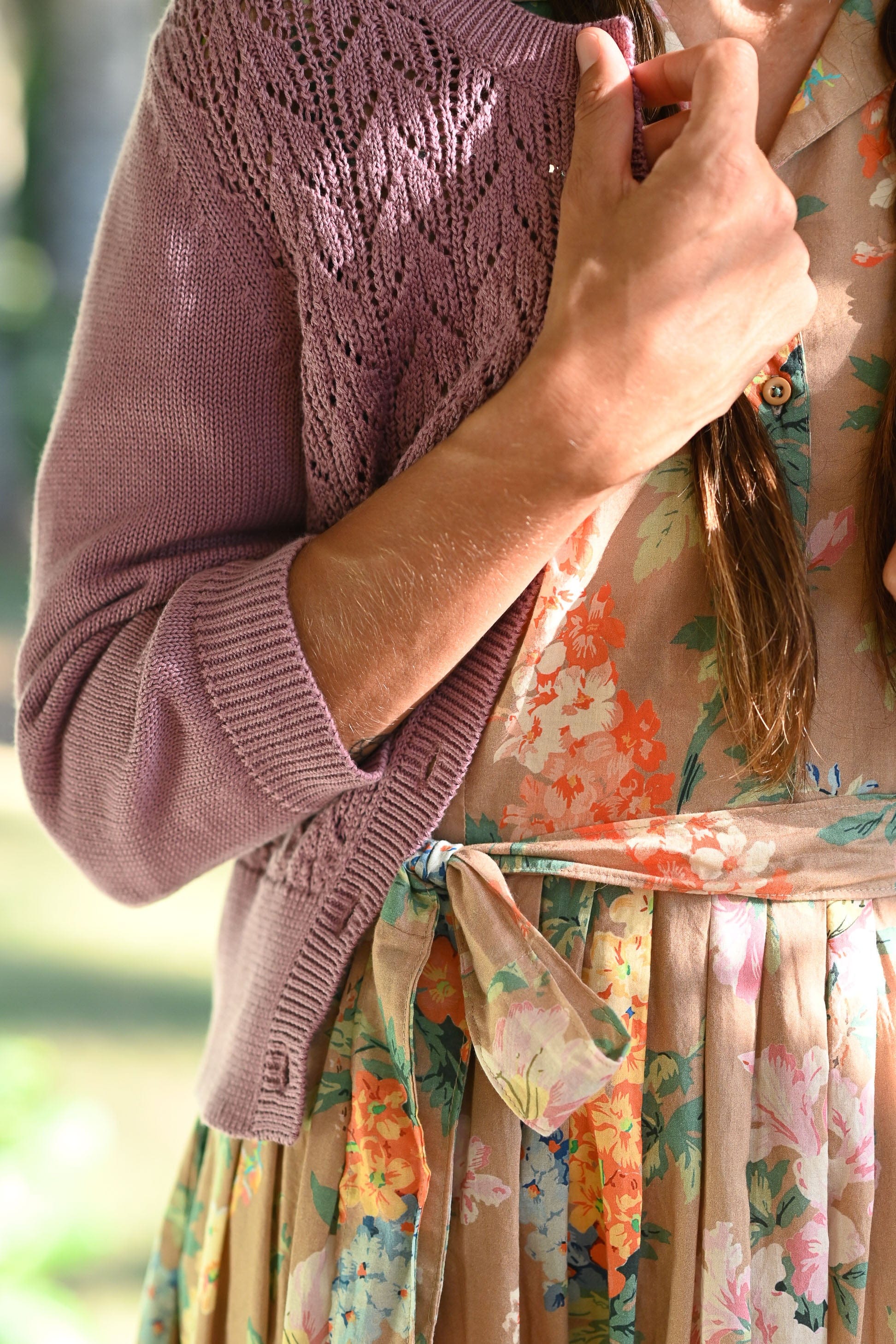 Ava Cotton Cardigan Dusty Orchid