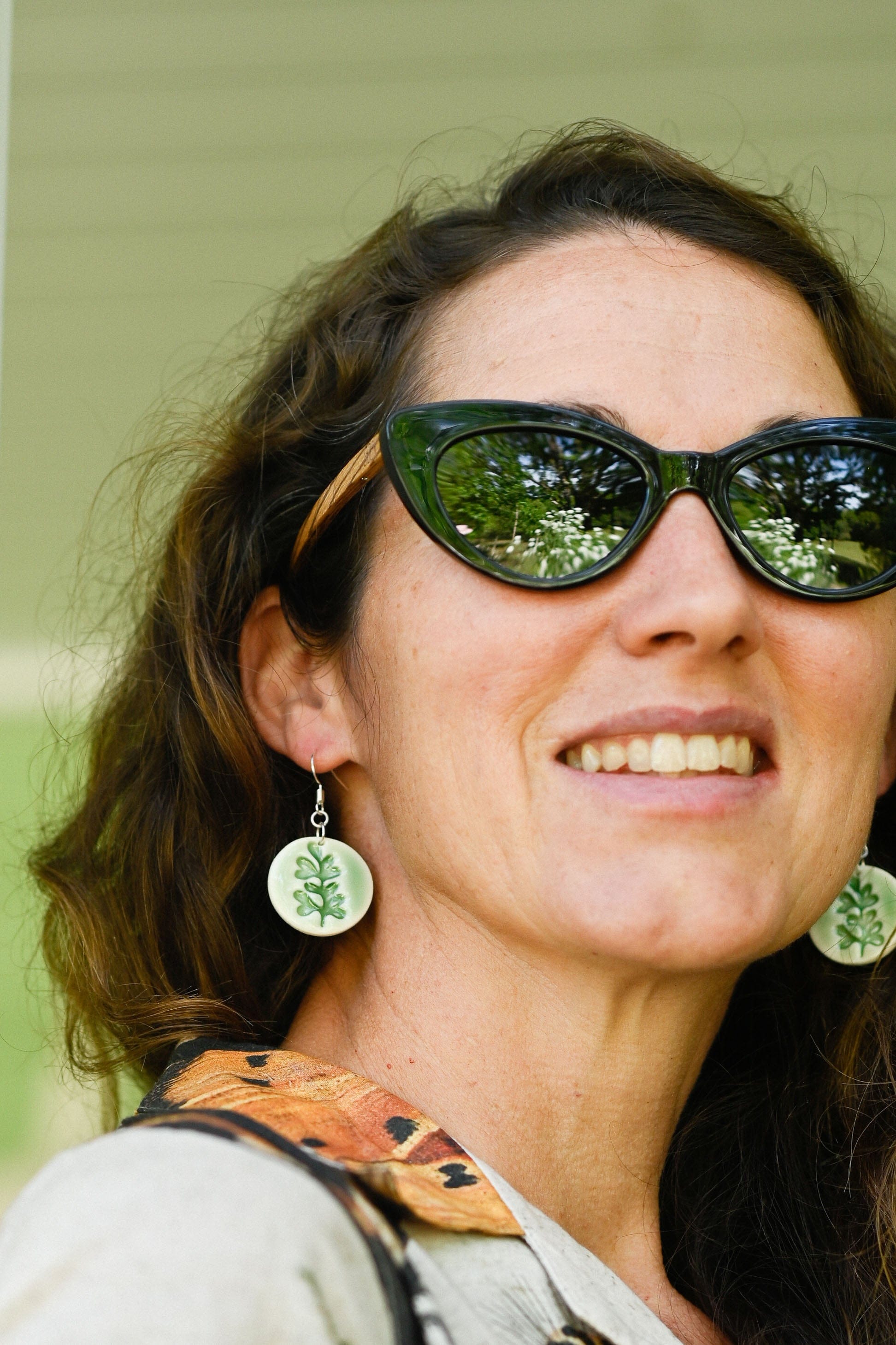 Bride Porcelain Earrings Green