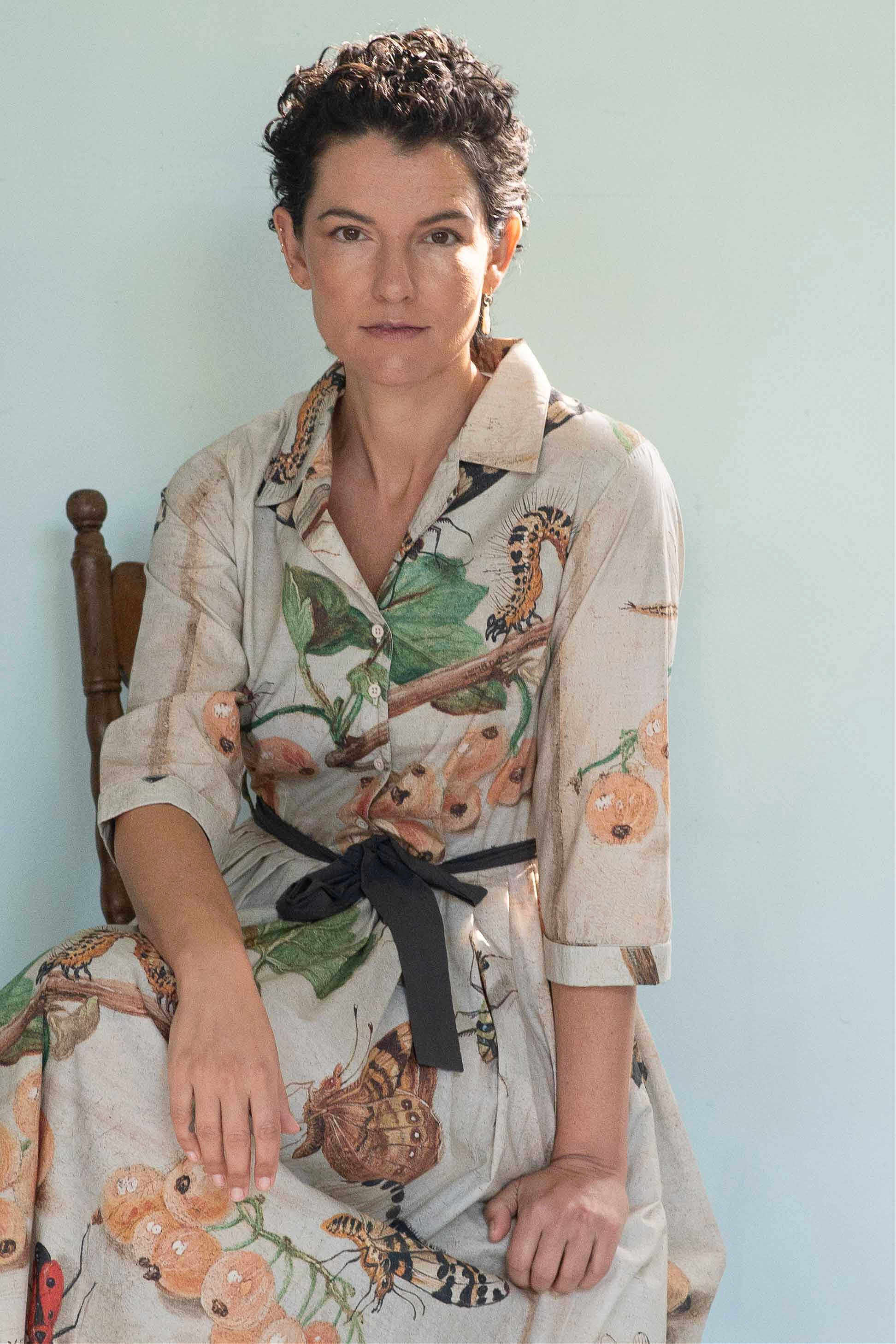 Gianna in insect print dress