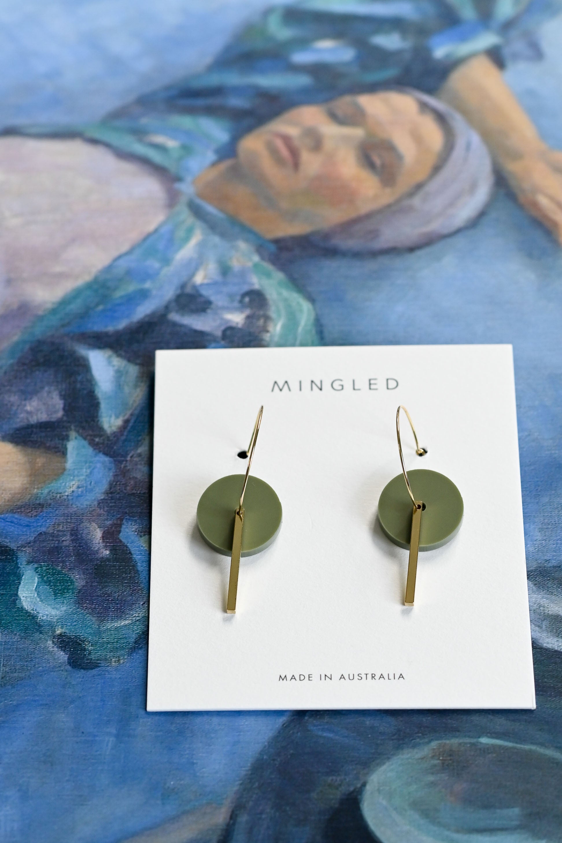 Gold Bar Hoop Earrings Olive