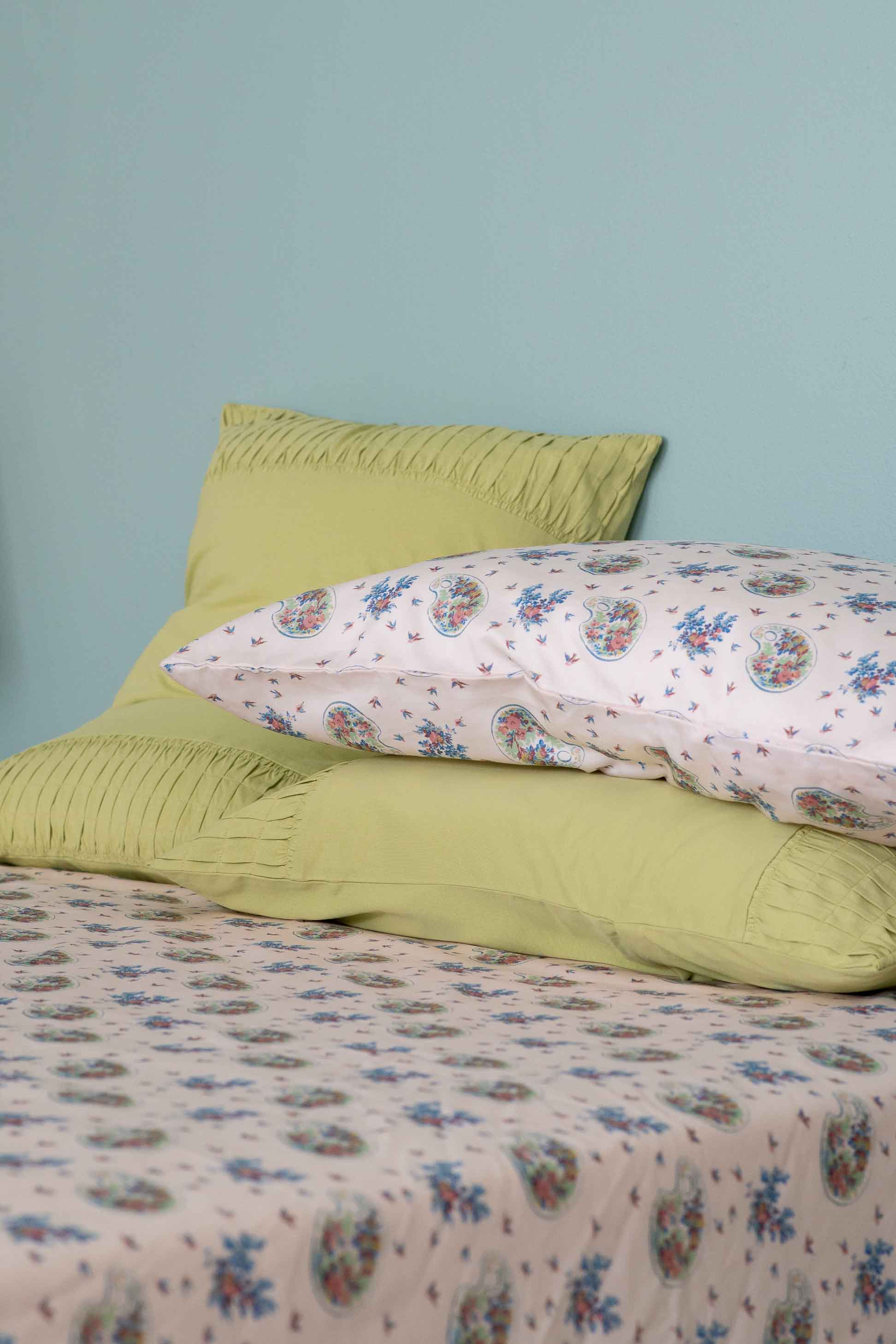 Green tea rosette pillowcases and sheets