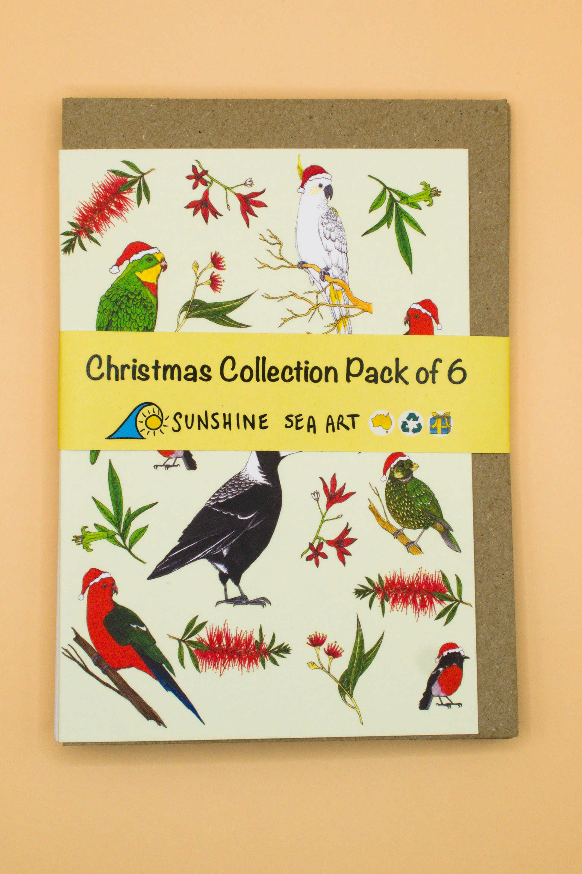 Australian Wildlife Greeting Cards Christmas pack 6