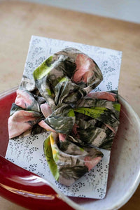 Rosalie gift wrapping with floral ribbon