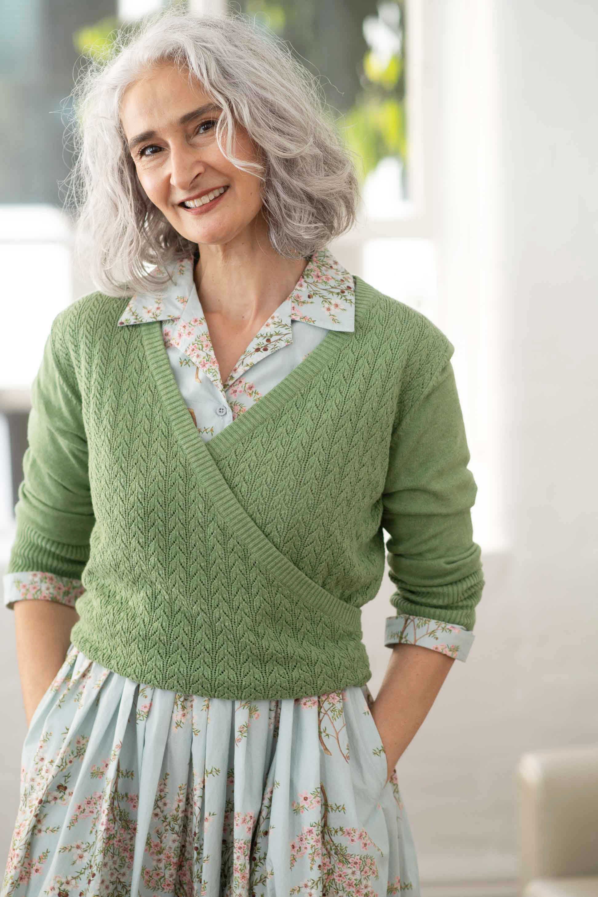 Imogen wrap cardigan Cottage Green