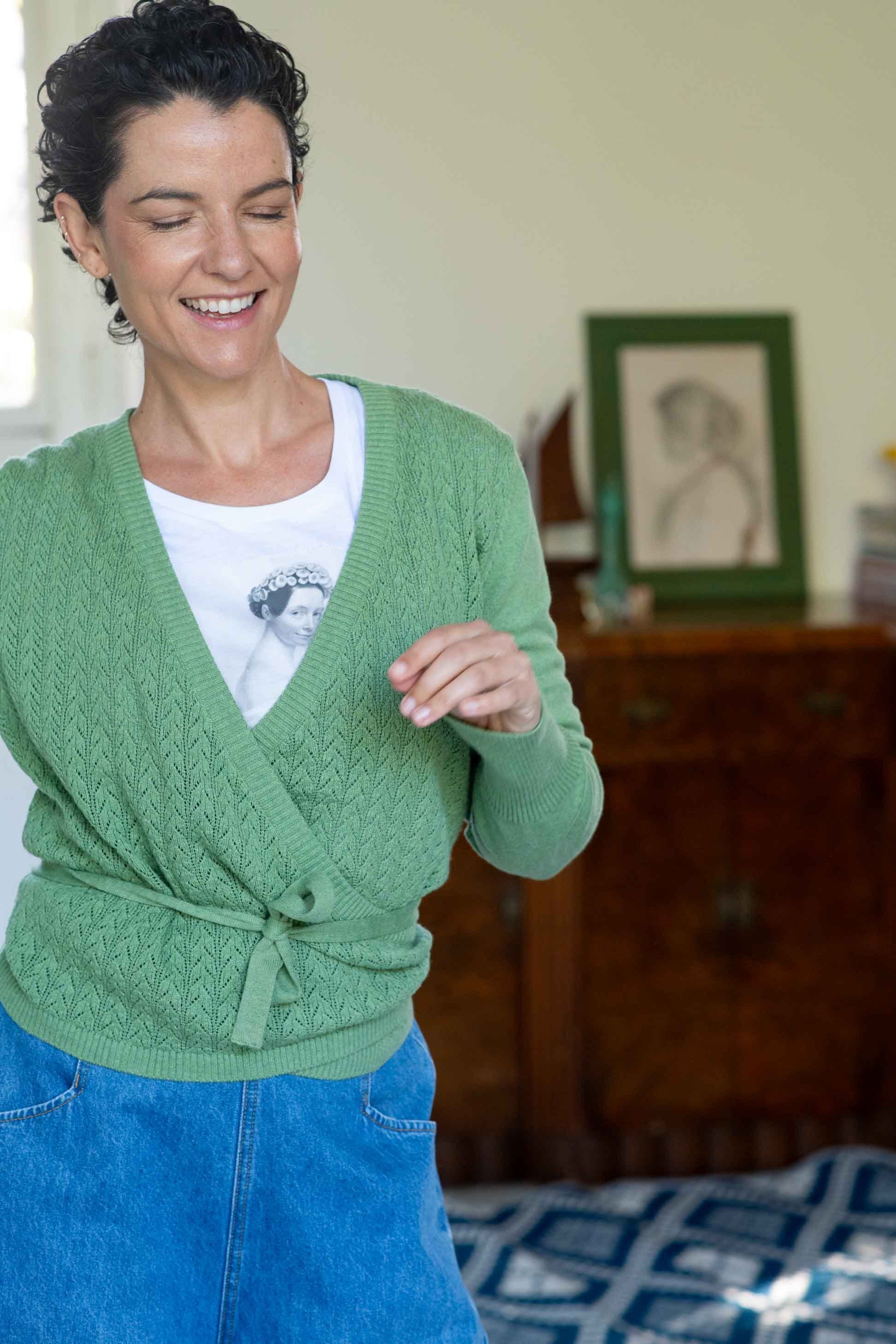 Imogen wrap cardigan Cottage Green