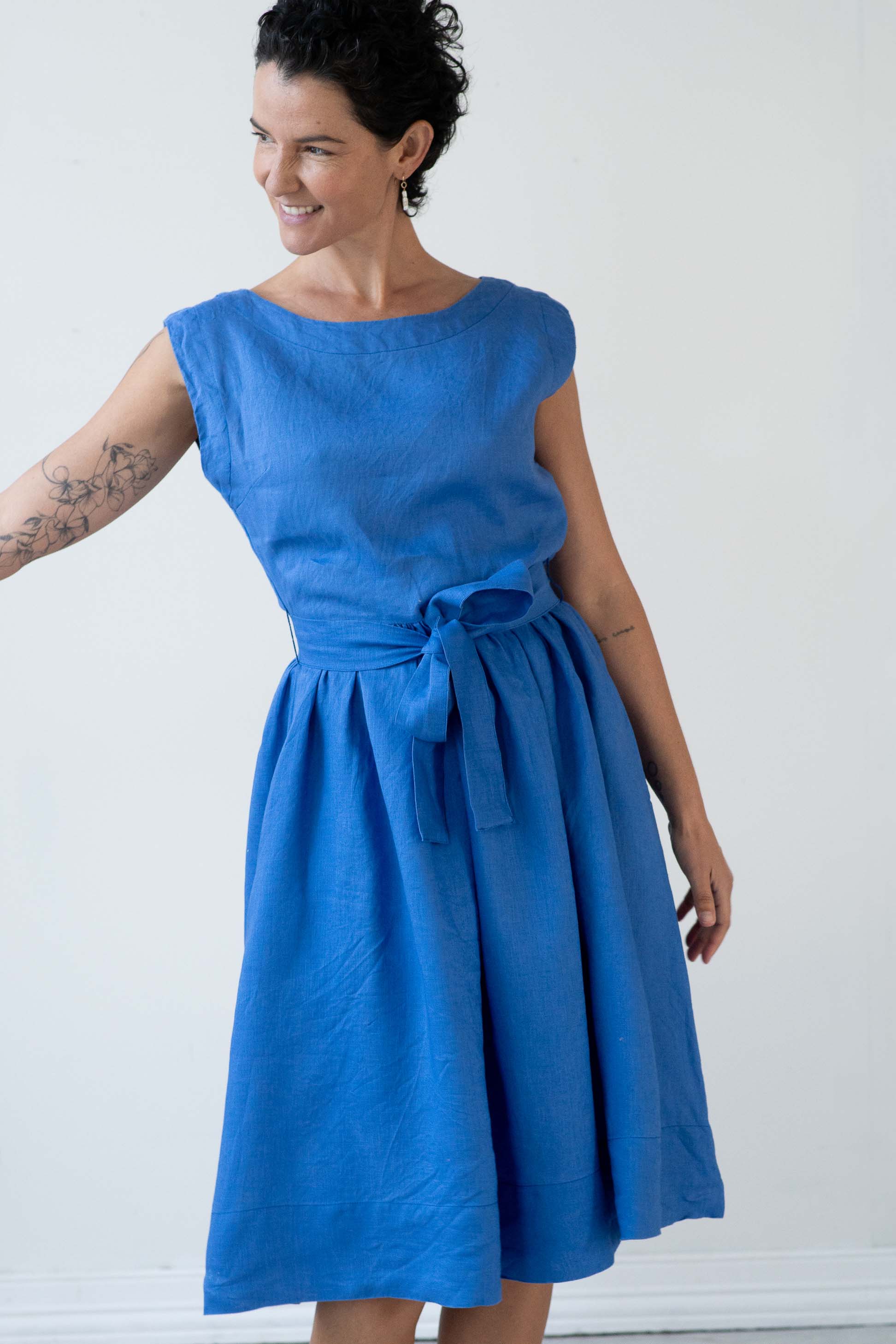 Woman in Jane Dress Lapis blue dress