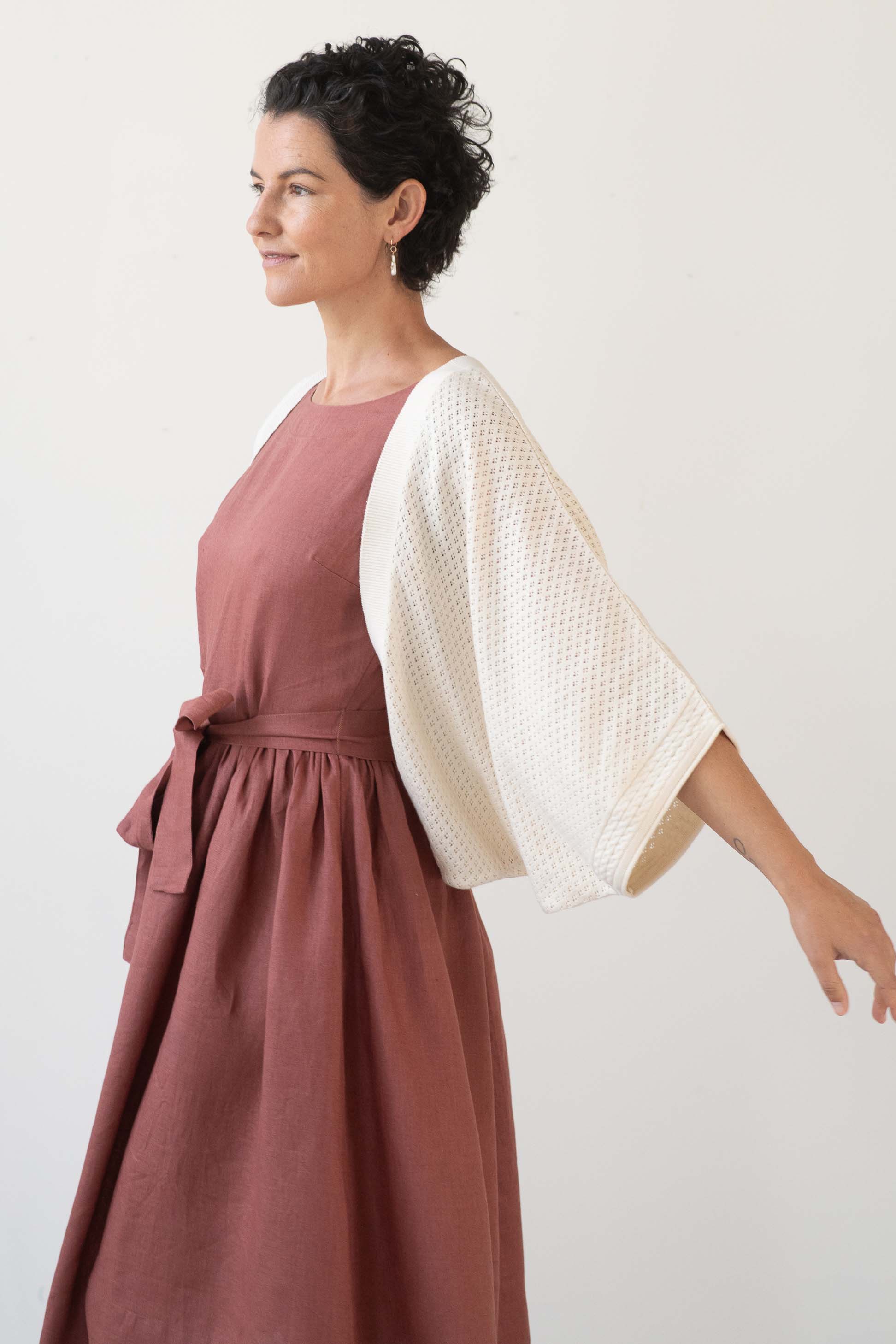 Jane Copper shrug dress in dusty rose