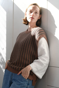 Jo brown knit vest in organic cotton