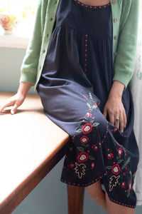 Ava Mineral Green floral embroidered dress