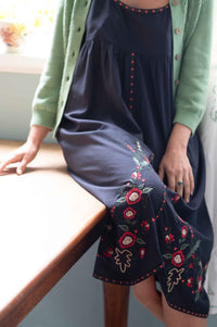 Ava Mineral Green floral embroidered dress