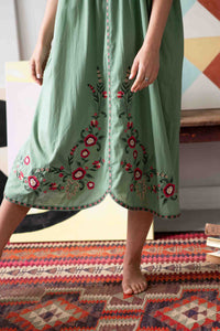 Juliet Mineral Green embroidered dress