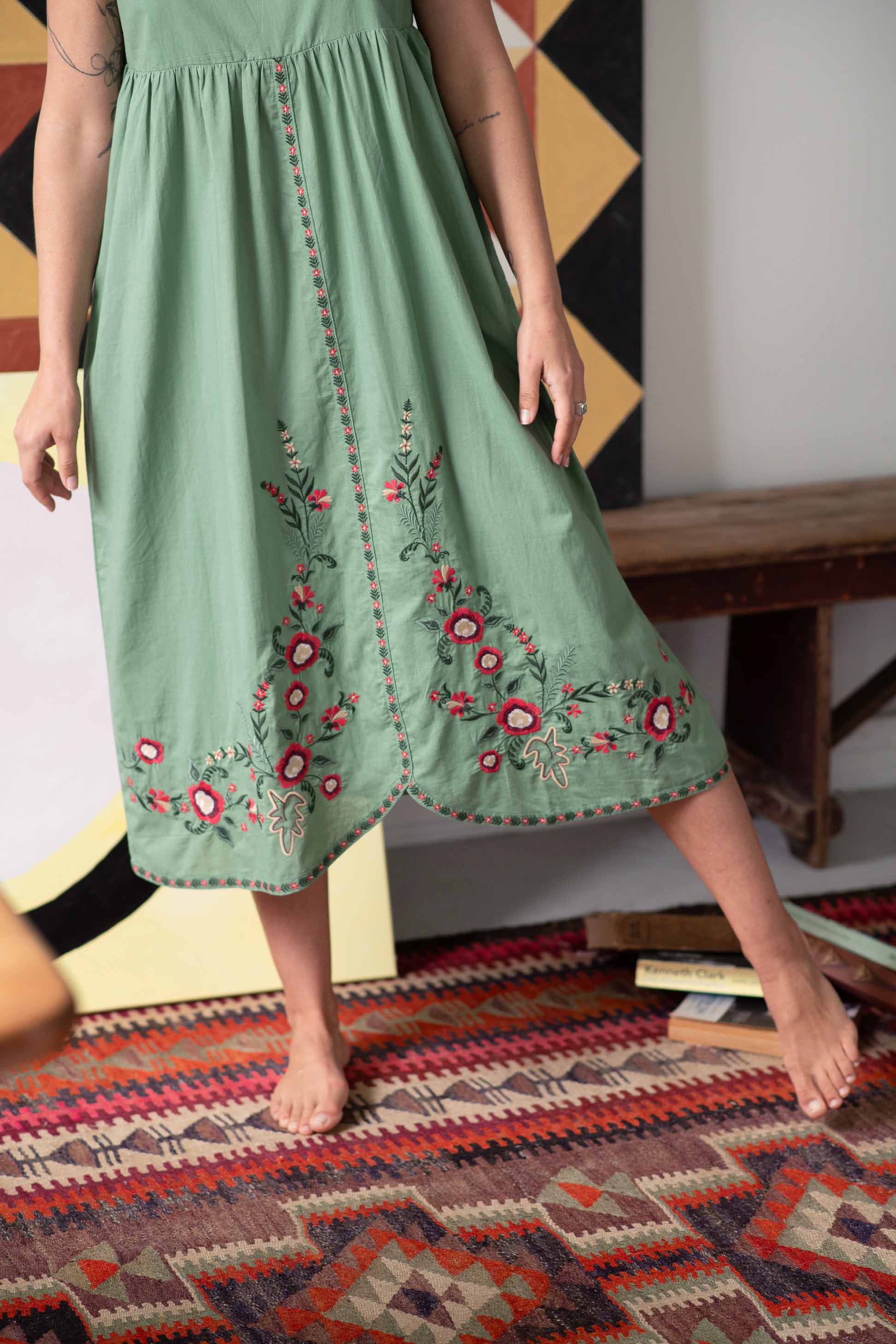 Mineral Green Juliet Dress with Ava Cardigan