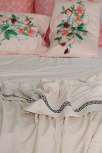 floral pillows & cream bedding