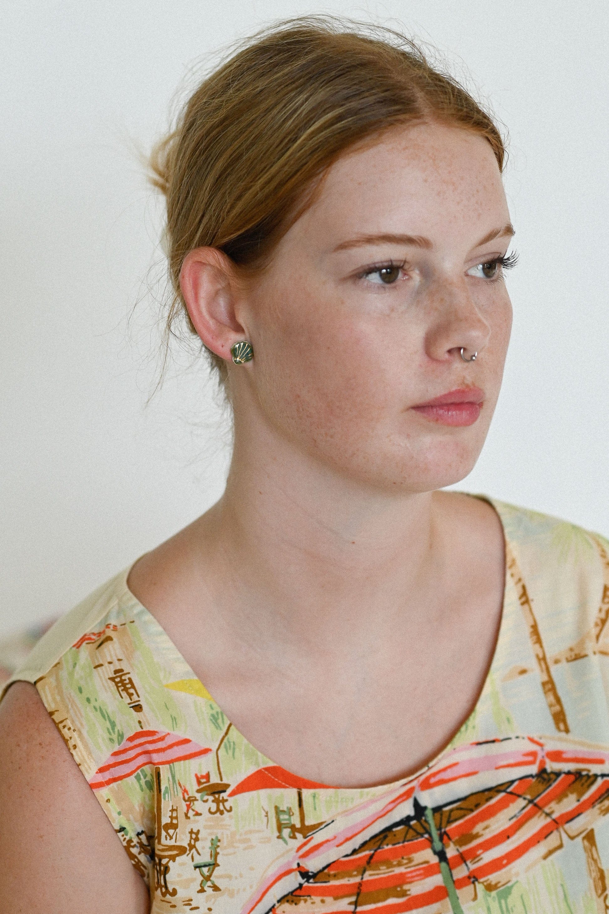 Maris Sea Shell Porcelain Earrings Blue Green